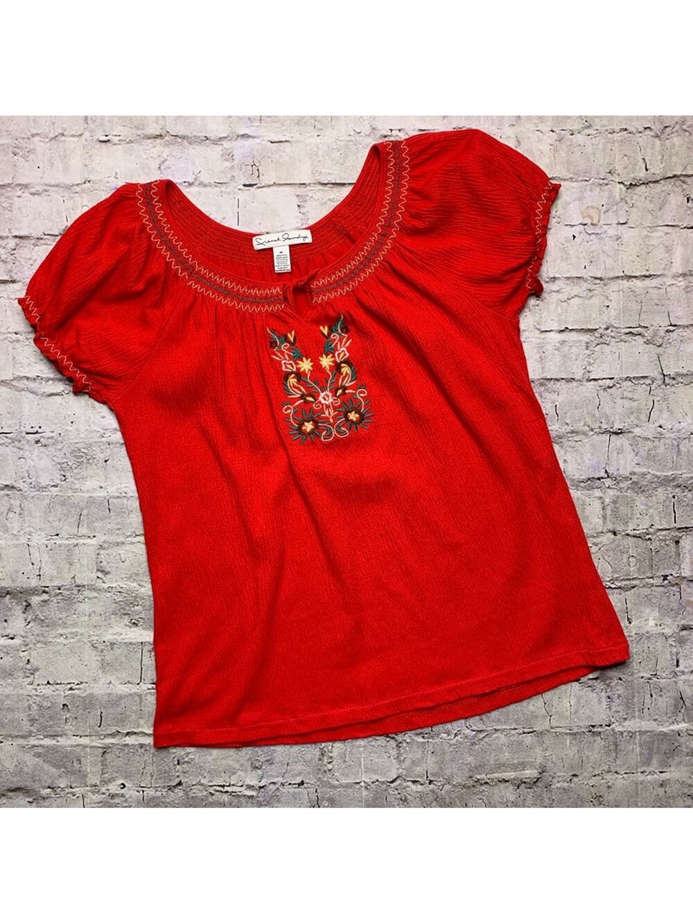 French Laundry Embroidered Top in Red